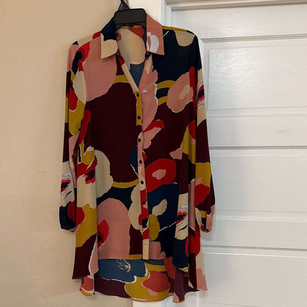 Baciano Multicolor Abstract Print Women's Tunic Sz Small